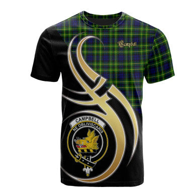 Scottish Campbell of Breadalbane Modern Clan Crest Tartan T-Shirt Believe in Me Front Side Tartan Plaid