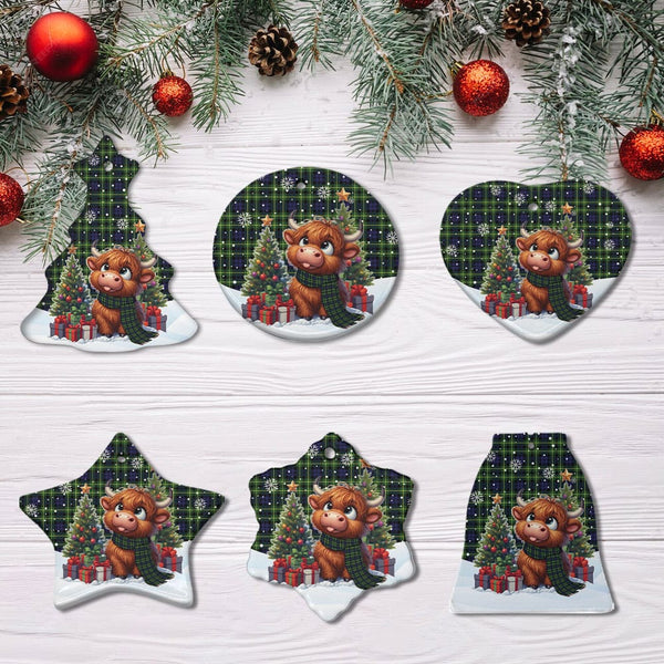 Scottish Campbell of Breadalbane Modern Clan Tartan Ceramic Ornament Cute Highland Cow Christmas All Style Tartan Plaid