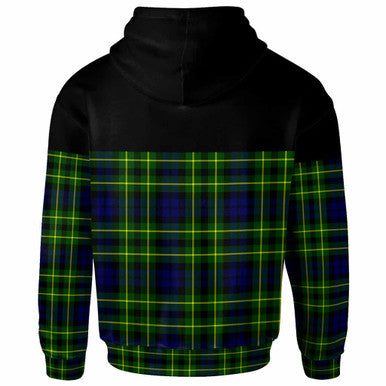 Scottish Campbell of Breadalbane Modern Clan Tartan Hoodie - Horizontal Style Back Side Tartan Plaid