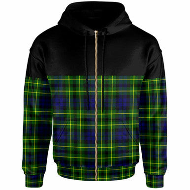 Scottish Campbell of Breadalbane Modern Clan Tartan Hoodie - Horizontal Style Zip Tartan Plaid