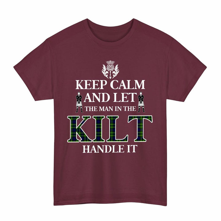 Scottish Campbell of Breadalbane Modern Clan Tartan T-Shirt - Keep Calm Tartan Plaid Maroon Color