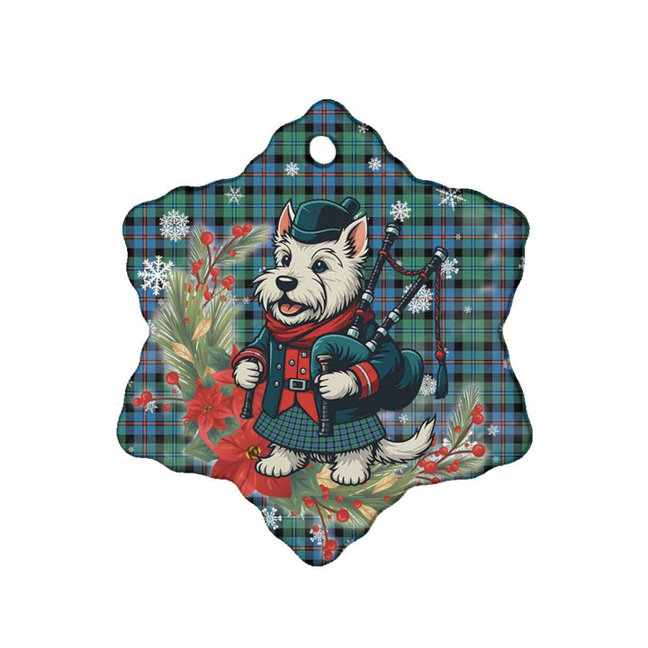Scottish Campbell of Cawdor Ancient Clan Tartan Ceramic Ornament Cute Scottish Terrier Dog Snow Flake Style Tartan Plaid