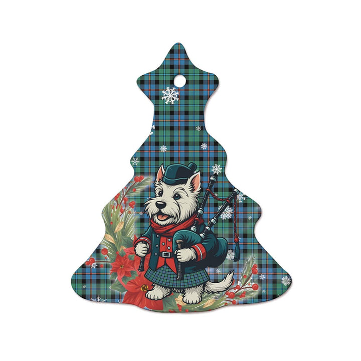 Scottish Campbell of Cawdor Ancient Clan Tartan Ceramic Ornament Cute Scottish Terrier Dog Tree Style Tartan Plaid