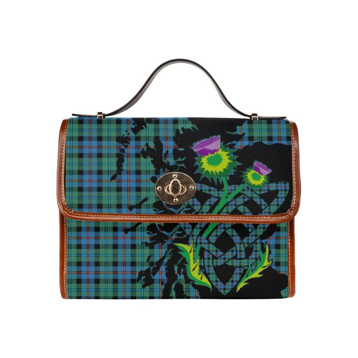 Scottish Campbell of Cawdor Ancient Clan Tartan Waterproof Canvas Bag With Thistle Tartan Plaid 1