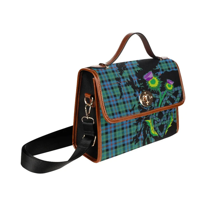Scottish Campbell of Cawdor Ancient Clan Tartan Waterproof Canvas Bag With Thistle Tartan Plaid 3