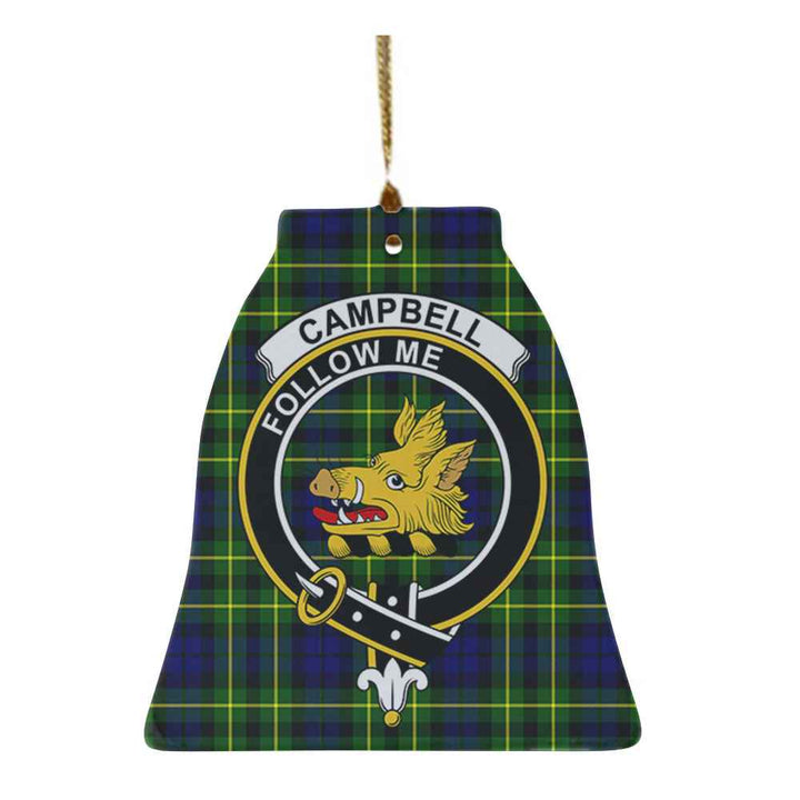 Scottish CampBell Shape of Cawdor Clan Crest Tartan Ceramic Ornament Bell Shape Tartan Plaid