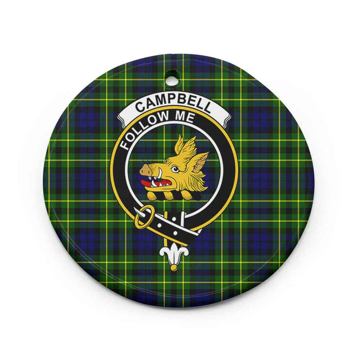 Scottish CampBell Shape of Cawdor Clan Crest Tartan Ceramic Ornament Circle Shape Tartan Plaid