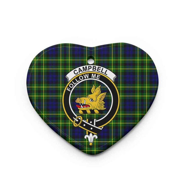Scottish CampBell Shape of Cawdor Clan Crest Tartan Ceramic Ornament Heart Shape Tartan Plaid