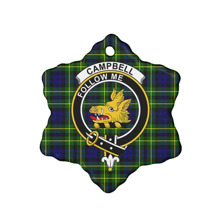 Scottish CampBell Shape of Cawdor Clan Crest Tartan Ceramic Ornament Snow Flake Shape Tartan Plaid