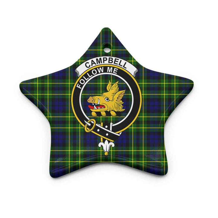 Scottish CampBell Shape of Cawdor Clan Crest Tartan Ceramic Ornament Star Shape Tartan Plaid