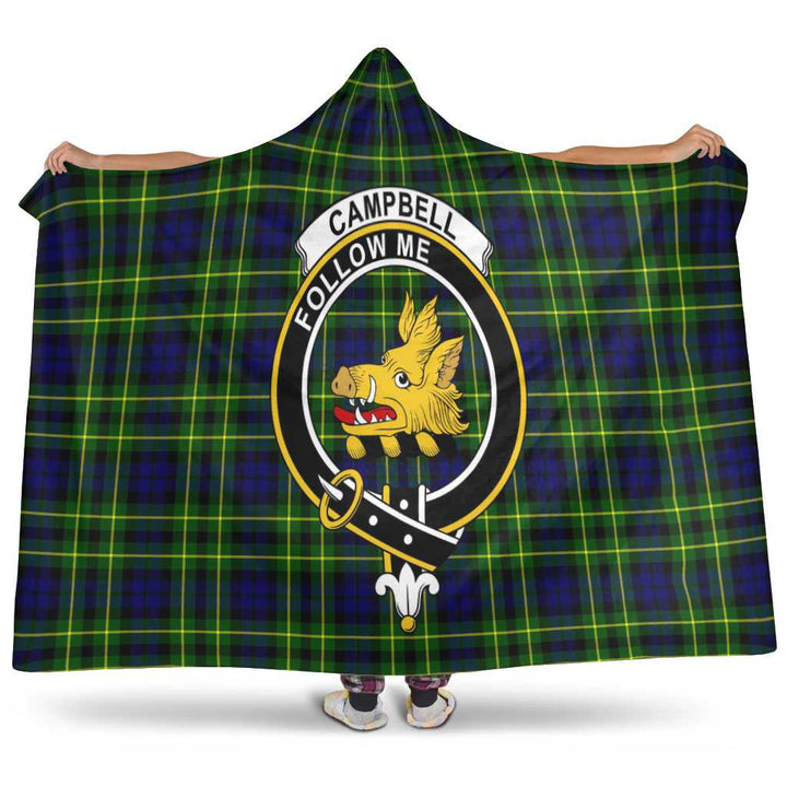 Scottish Campbell of Cawdor Clan Crest Tartan Hooded Blanket Tartan Plaid 1
