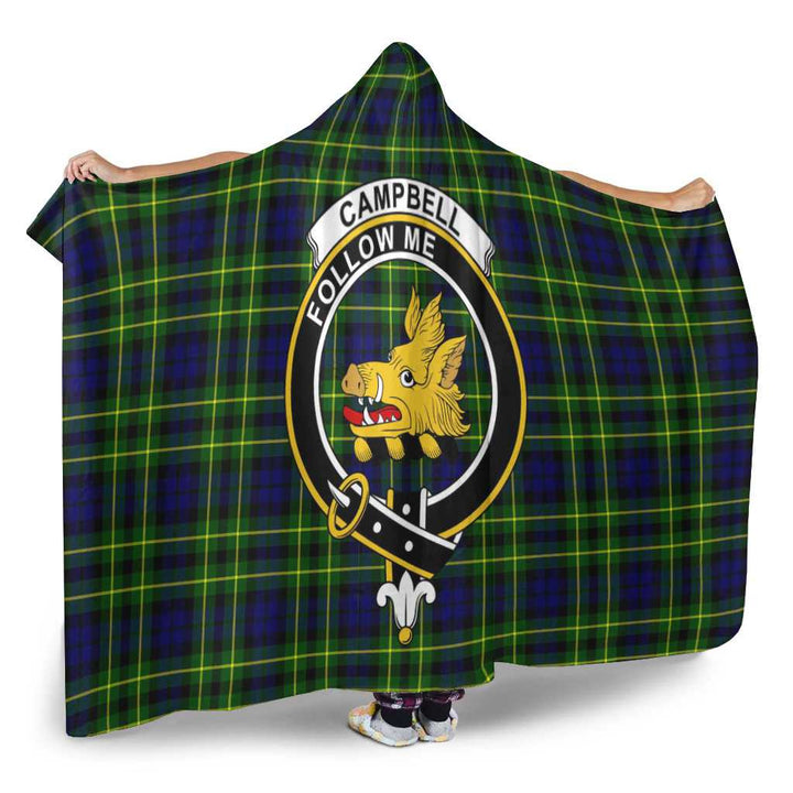 Scottish Campbell of Cawdor Clan Crest Tartan Hooded Blanket Tartan Plaid 2