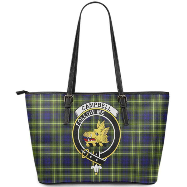 Scottish Campbell of Cawdor Clan Crest Tartan Leather Tote Tartan Plaid