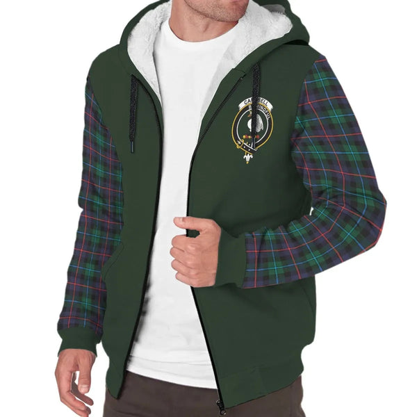 Scottish Campbell of Cawdor Modern Clan Crest Tartan Plaid Sleeve Sherpa Hoodie