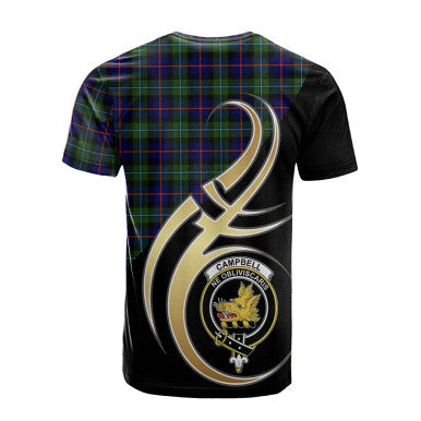 Scottish Campbell of Cawdor Modern Clan Crest Tartan T-Shirt Believe in Me Back Side Tartan Plaid