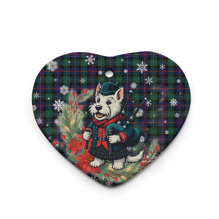 Scottish Campbell of Cawdor Modern Clan Tartan Ceramic Ornament Cute Scottish Terrier Dog Heart Style Tartan Plaid