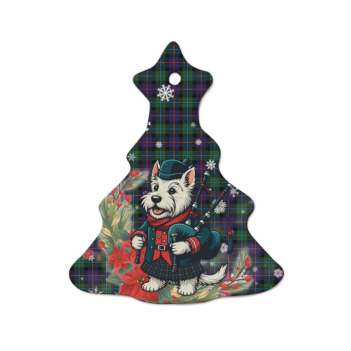 Scottish Campbell of Cawdor Modern Clan Tartan Ceramic Ornament Cute Scottish Terrier Dog Tree Style Tartan Plaid