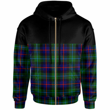 Scottish Campbell of Cawdor Modern Clan Tartan Hoodie - Horizontal Style Zip Tartan Plaid