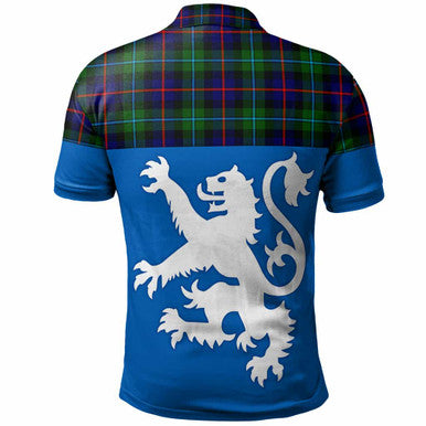 Scottish Campbell of Cawdor Modern Clan Tartan Polo Shirt - Lion Rampant of Scotland With Flag Back Side Tartan Plaid