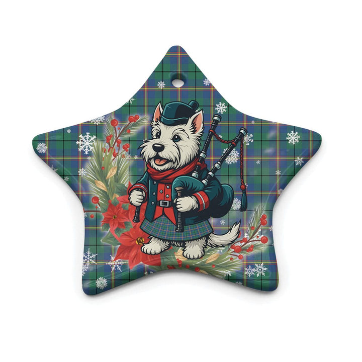 Scottish Carmichael Ancient Clan Tartan Ceramic Ornament Cute Scottish Terrier Dog Star Style Tartan Plaid
