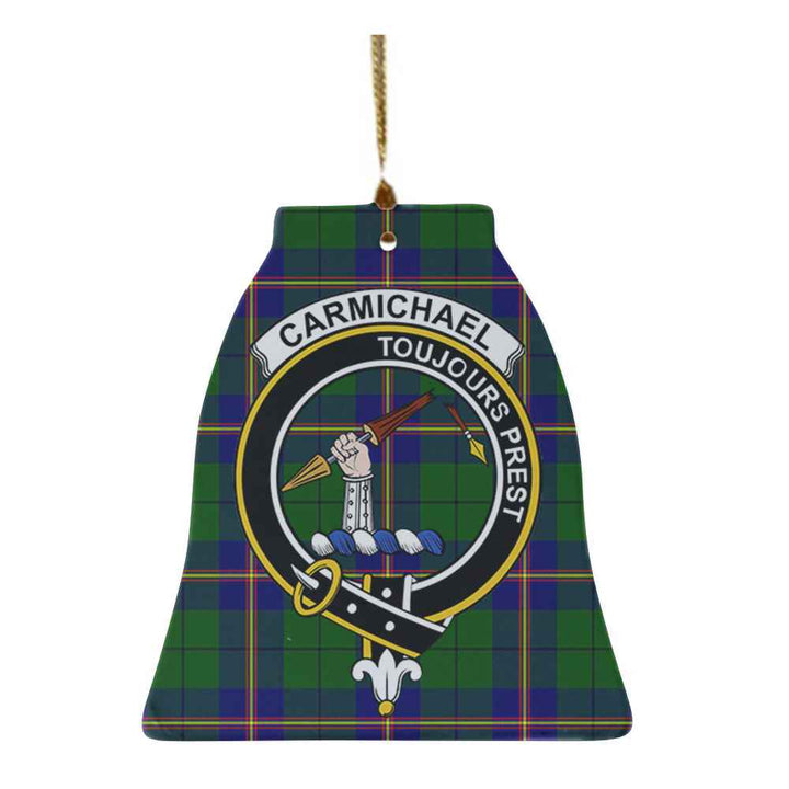 Scottish Carmichael Clan Crest Tartan Ceramic Ornament Bell Shape Tartan Plaid