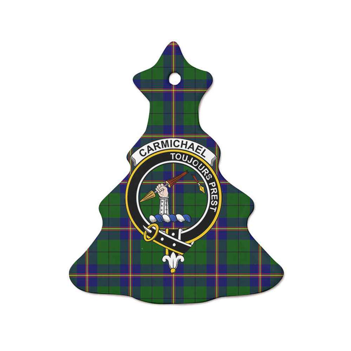 Scottish Carmichael Clan Crest Tartan Ceramic Ornament Tree Shape Tartan Plaid
