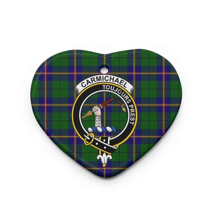 Scottish Carmichael Clan Crest Tartan Ceramic Ornament Heart Shape Tartan Plaid