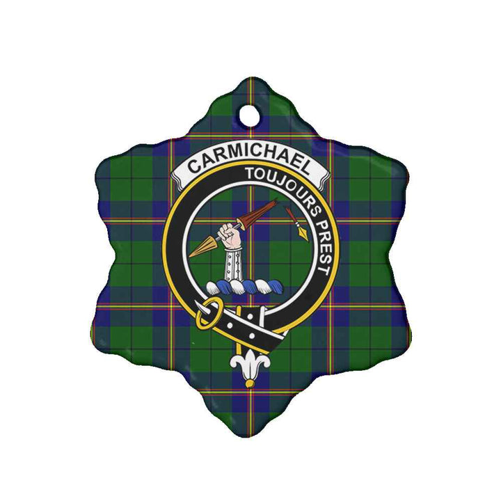 Scottish Carmichael Clan Crest Tartan Ceramic Ornament Snow Flake Shape Tartan Plaid