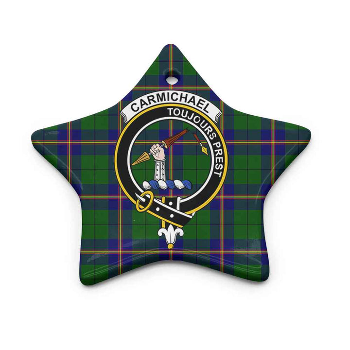 Scottish Carmichael Clan Crest Tartan Ceramic Ornament Star Shape Tartan Plaid
