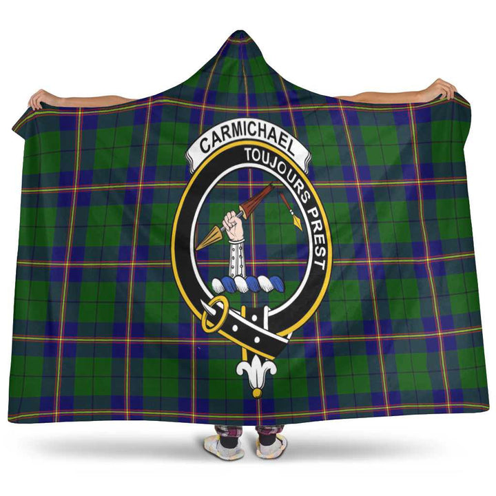 Scottish Carmichael Clan Crest Tartan Hooded Blanket Tartan Plaid 1