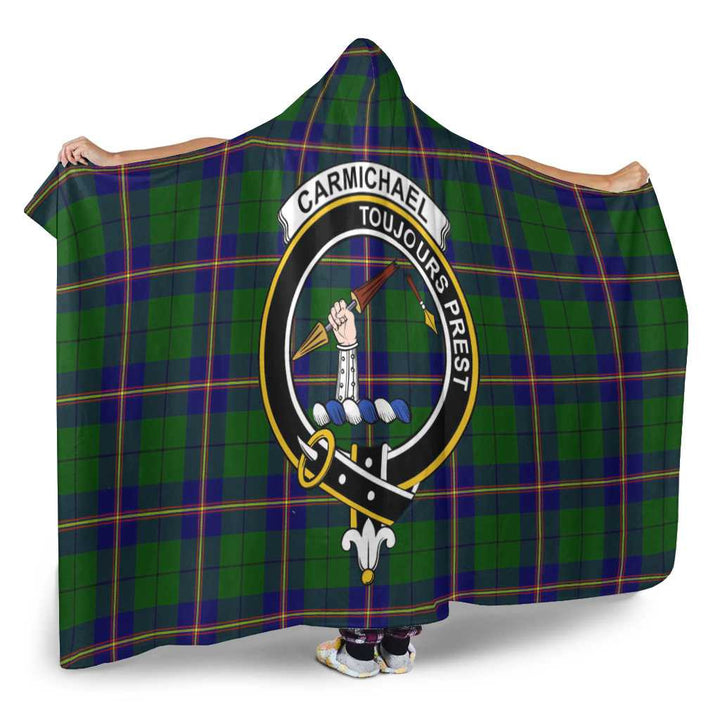 Scottish Carmichael Clan Crest Tartan Hooded Blanket Tartan Plaid 2