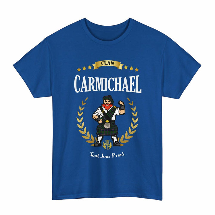 Scottish Carmichael Clan Tartan T-Shirt - Motto Scotsman Tartan Plaid Royal Color