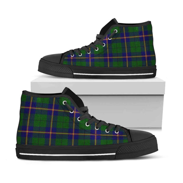 Scottish Carmichael Modern Clan Tartan High Top Shoes Black Sole Tartan Plaid