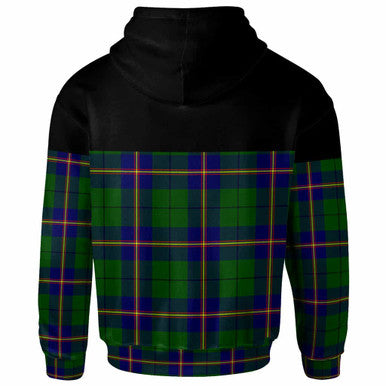 Scottish Carmichael Modern Clan Tartan Hoodie - Horizontal Style Back Side Tartan Plaid