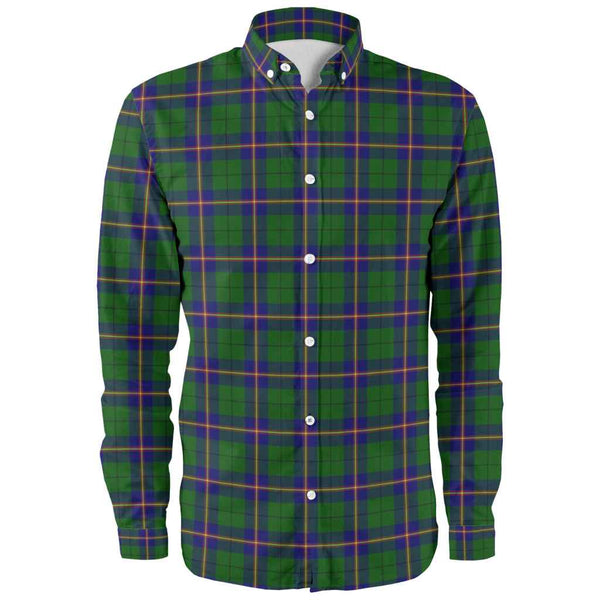 Scottish Carmichael Modern Clan Tartan Long Sleeve Shirt Front Side Tartan Plaid