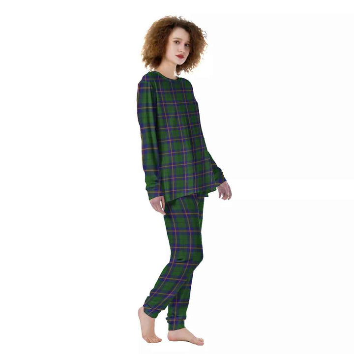 Scottish Carmichael Modern Clan Tartan Pajama Set Women Front Side Tartan Plaid