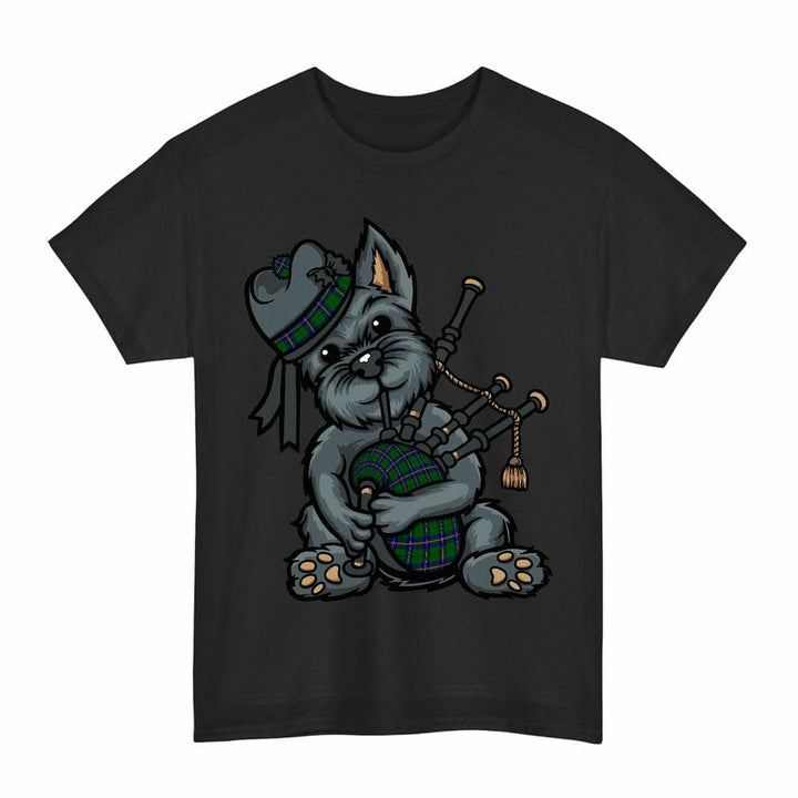 Scottish Carmichael Modern Clan Tartan Terrier Bagpipes T-Shirt Tartan Plaid Black Color