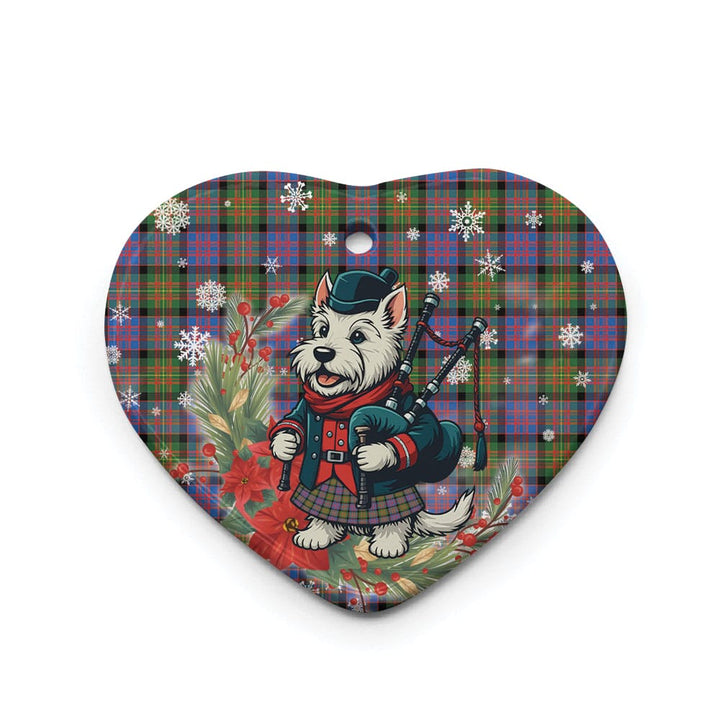 Scottish Carnegie Ancient Clan Tartan Ceramic Ornament Cute Scottish Terrier Dog Heart Style Tartan Plaid
