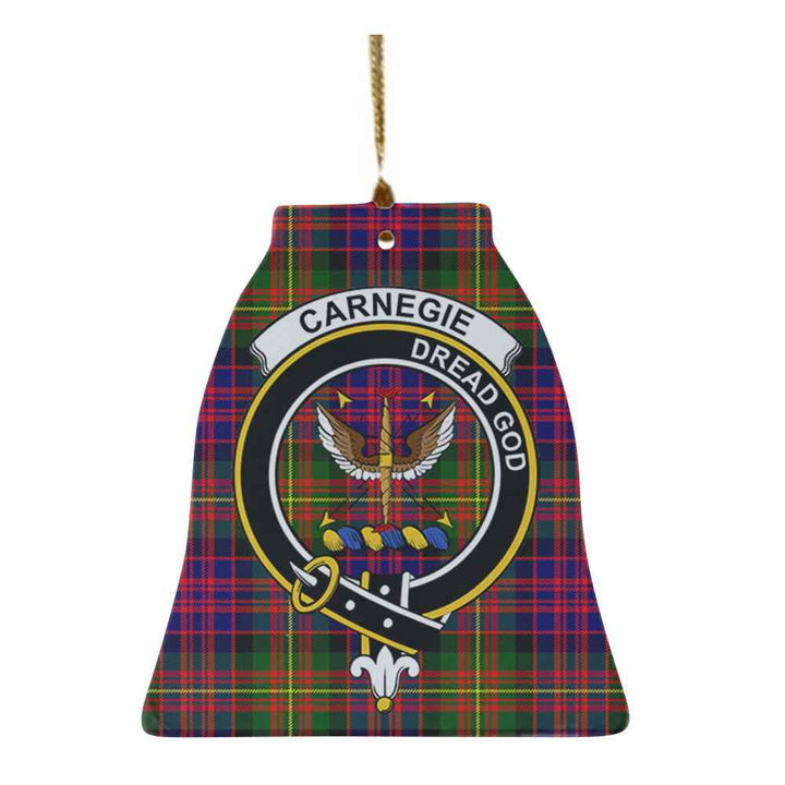 Scottish Carnegie Clan Crest Tartan Ceramic Ornament Bell Shape Tartan Plaid