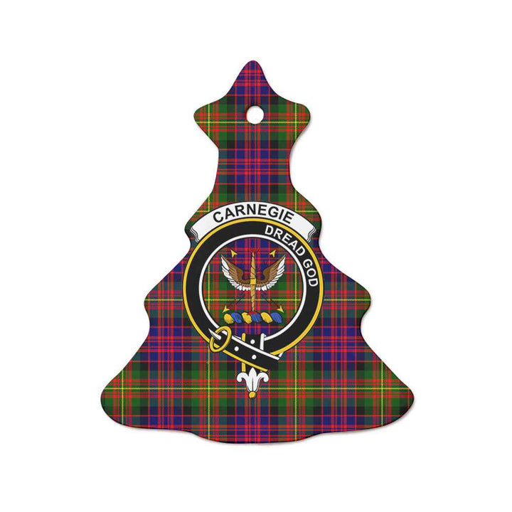 Scottish Carnegie Clan Crest Tartan Ceramic Ornament Tree Shape Tartan Plaid