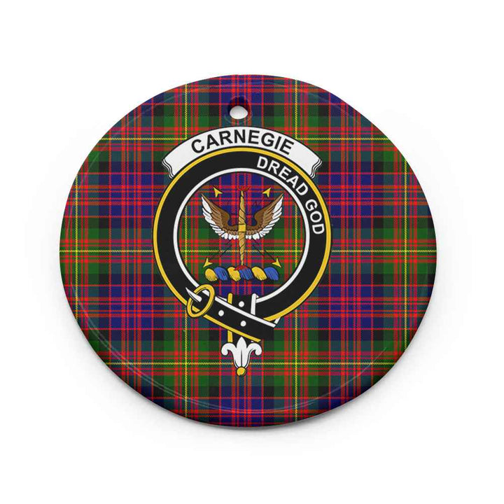 Scottish Carnegie Clan Crest Tartan Ceramic Ornament Circle Shape Tartan Plaid