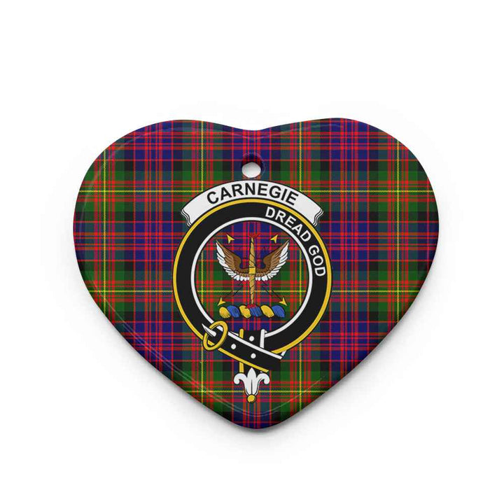 Scottish Carnegie Clan Crest Tartan Ceramic Ornament Heart Shape Tartan Plaid