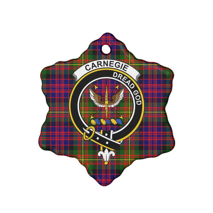 Scottish Carnegie Clan Crest Tartan Ceramic Ornament Snow Flake Shape Tartan Plaid