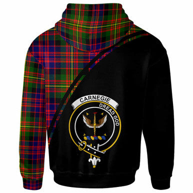 Scottish Carnegie Clan Crest Tartan Curve Hoodie Back Side Tartan Plaid