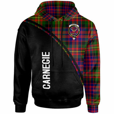 Scottish Carnegie Clan Crest Tartan Curve Hoodie Front Side Tartan Plaid