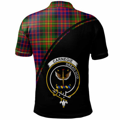 Scottish Carnegie Clan Crest Tartan Curve Polo Shirt Back Side Tartan Plaid