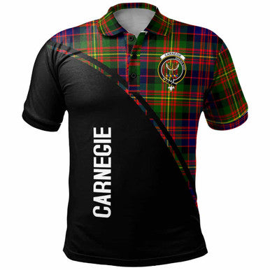 Scottish Carnegie Clan Crest Tartan Curve Polo Shirt Front Side Tartan Plaid