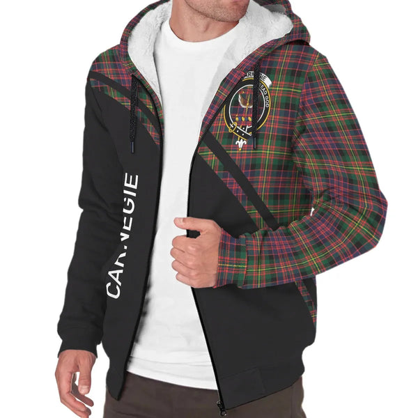 Scottish Carnegie Clan Crest Tartan Curve Sherpa Hoodie