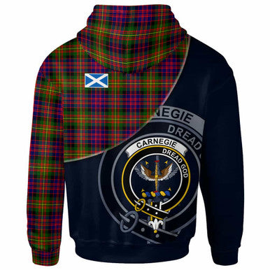 Scottish Carnegie Clan Crest Tartan Hoodie - Bend Style Back Side Tartan Plaid