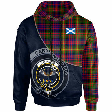 Scottish Carnegie Clan Crest Tartan Hoodie - Bend Style Front Side Tartan Plaid